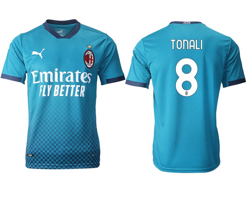 Men 2020-2021 club AC milan away aaa version #8 blue Soccer Jerseys->ac milan jersey->Soccer Club Jersey